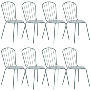 Sedia con Braccioli Set di 8 sedie CALVI Metallo Azzurro