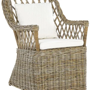 Sedia da giardino MAROS Rattan Naturale Legno Massello