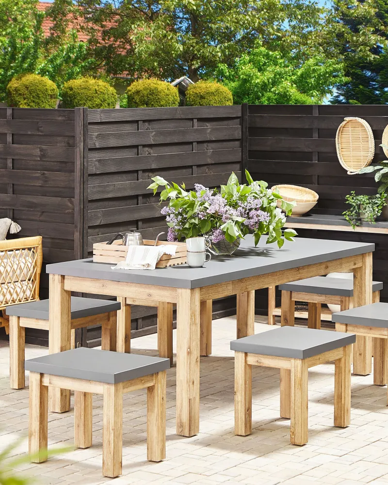 Sedia da giardino OSTUNI Cemento Grigio con Struttura Acciaio
