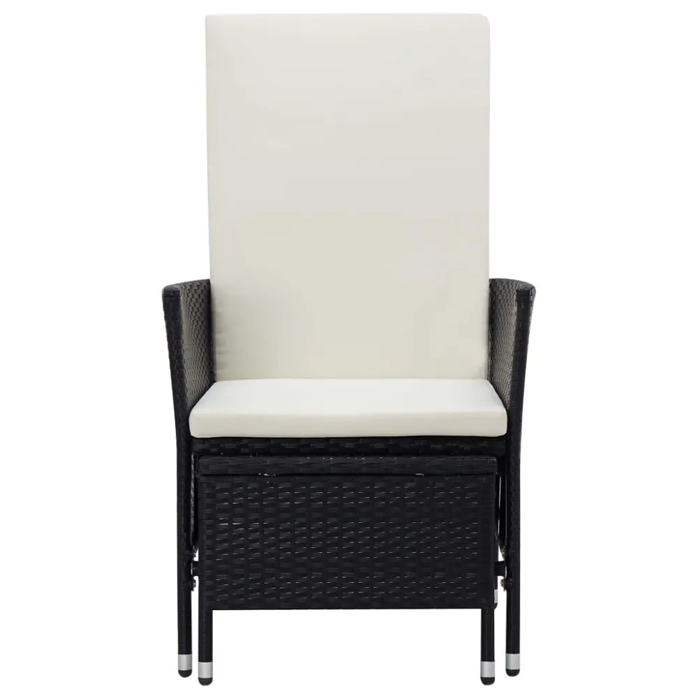 Sedia da Giardino Reclinabile con Cuscino Polyrattan Nero