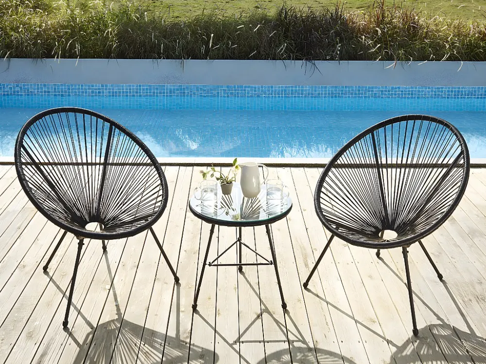 Sedia da giardino Resina intrecciata Nero Lotto di 2 ALIOS II