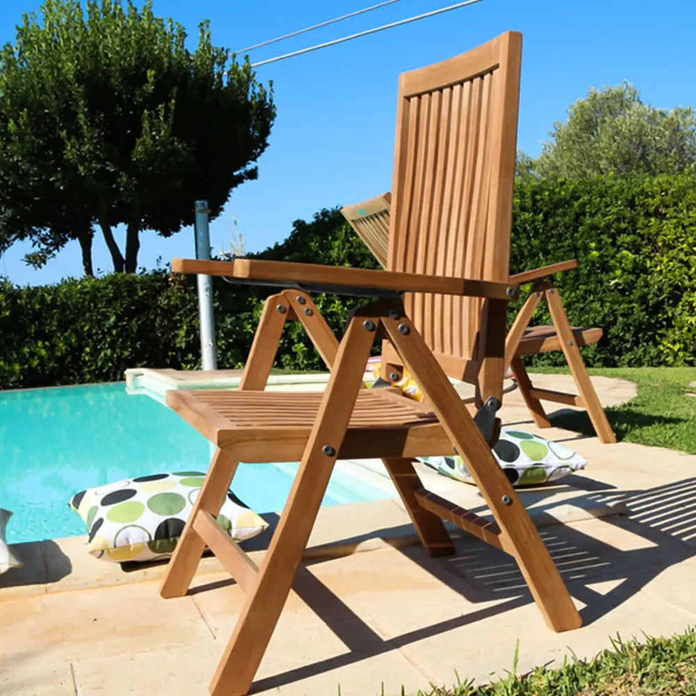Sedia da giardino "Royal" con schienale regolabile pieghevole cm 70x61 108h