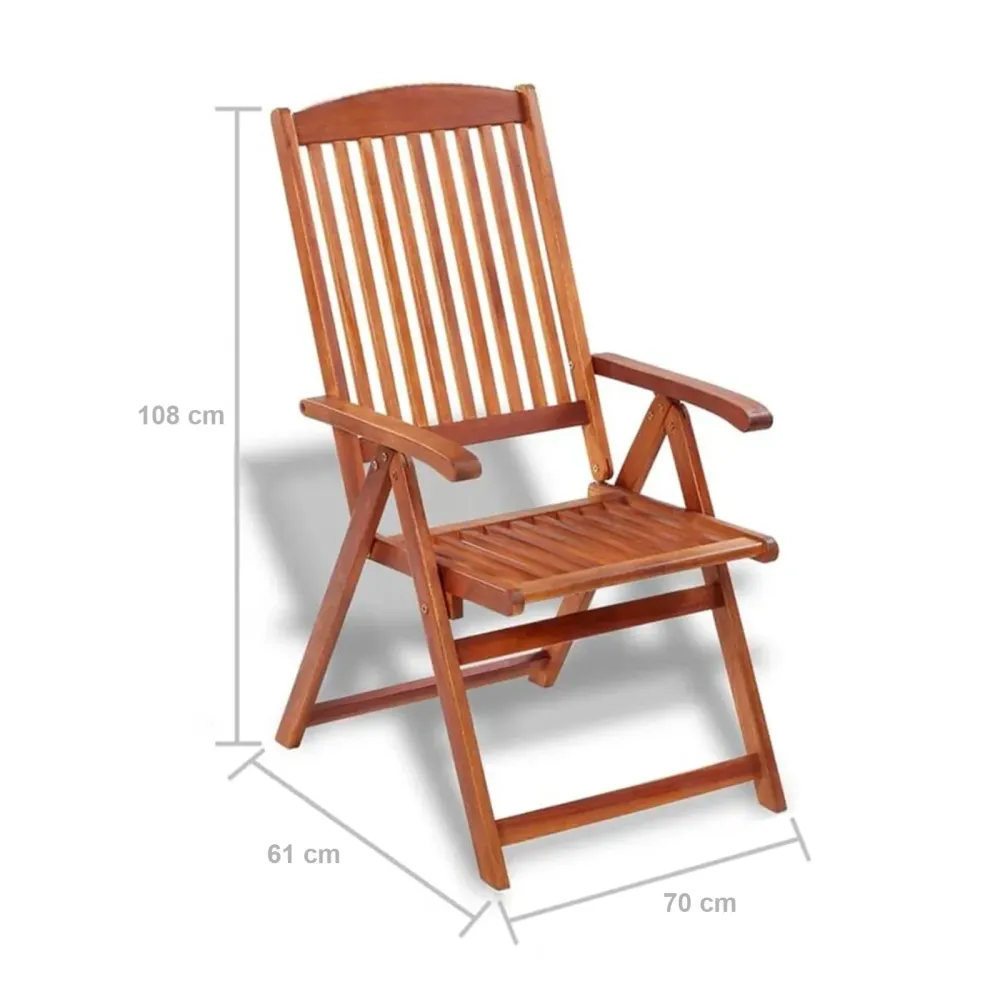 Sedia da giardino "Royal" con schienale regolabile pieghevole cm 70x61 108h