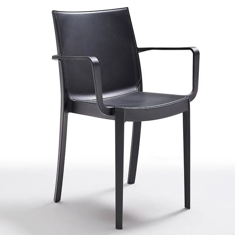 Sedia Perla con Braccioli Impilabile Antracite - Set 4 Sedie