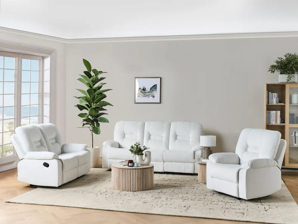 Sedia reclinabile BERGEN Tessuto Bianco