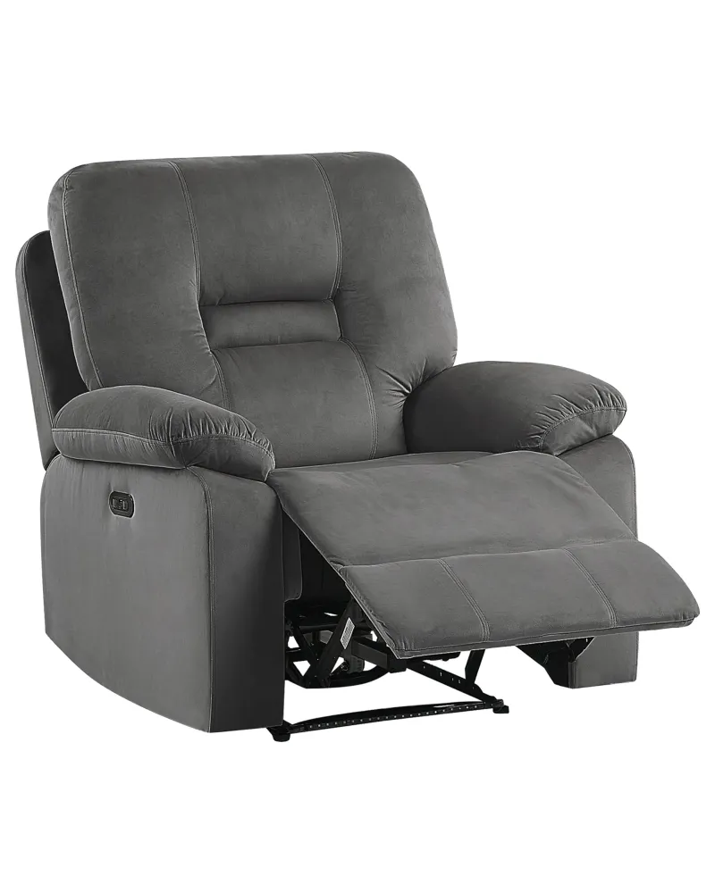 Sedia reclinabile elettrica BERGEN LED Velluto Grigio tenebroso
