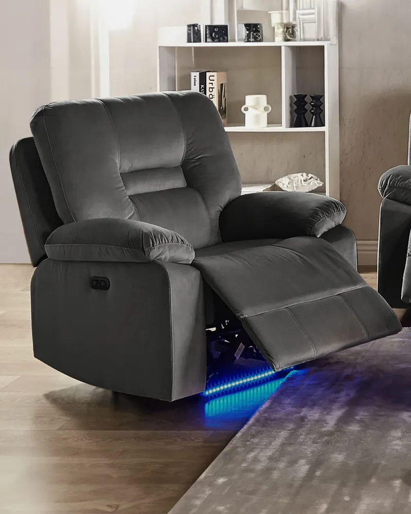 Sedia reclinabile elettrica BERGEN LED Velluto Grigio tenebroso