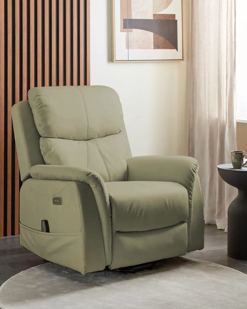 Sedia reclinabile elettrica GLORIE funzione massaggio Pelle sintetica Verde