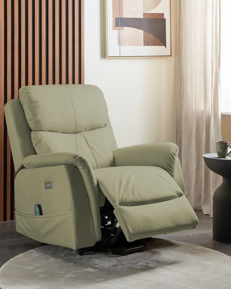 Sedia reclinabile elettrica GLORIE funzione massaggio Pelle sintetica Verde