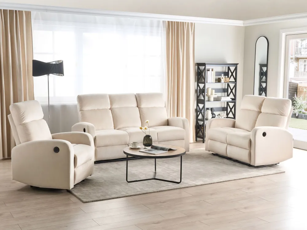 Sedia reclinabile elettrica VERDAL Velluto Crema