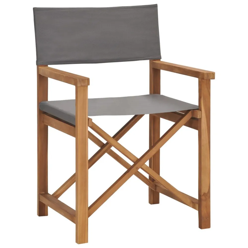 Sedia da Regista Legno Massello di Teak Grigio