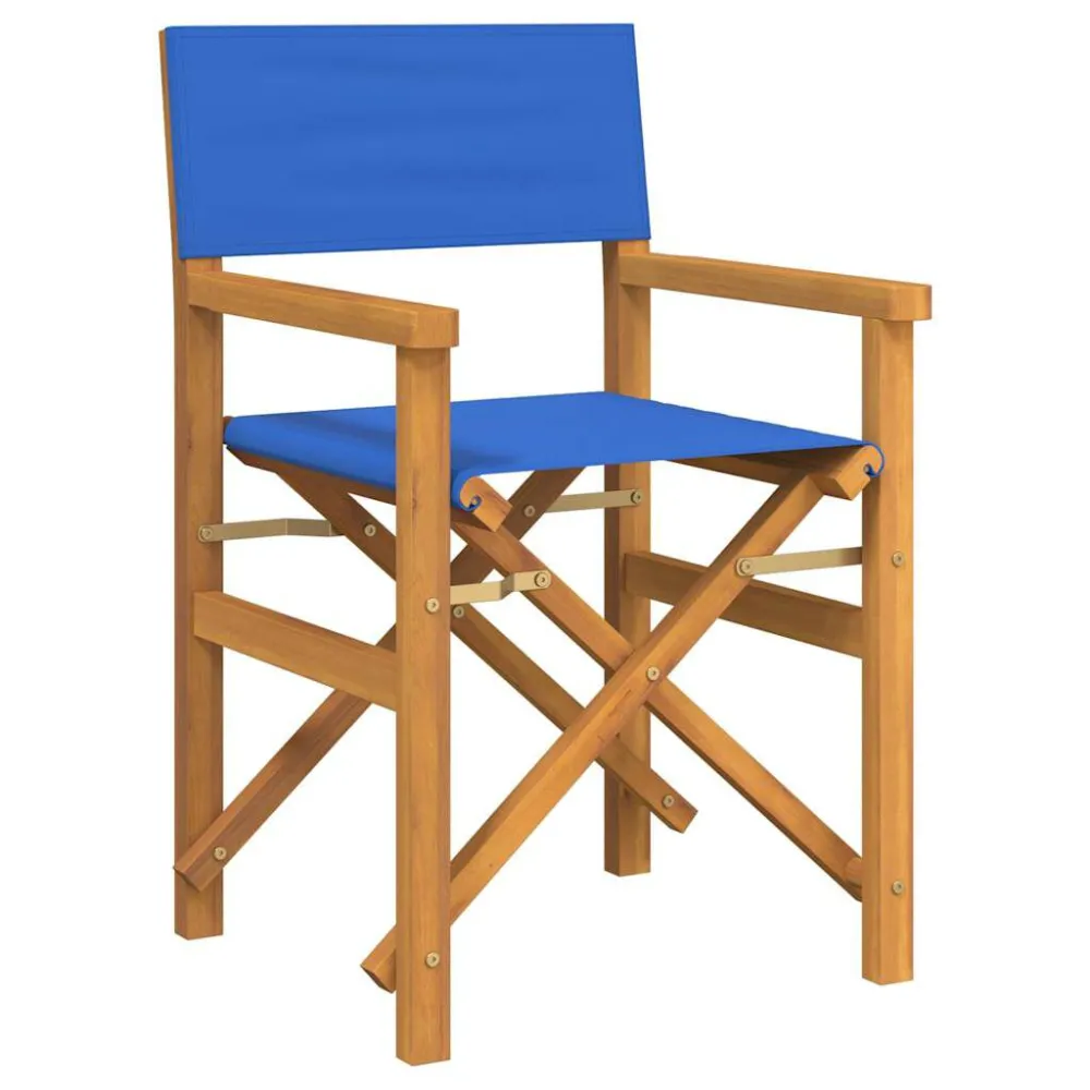 Sedia da Regista Pieghevole Blu Legno Massello di Teak