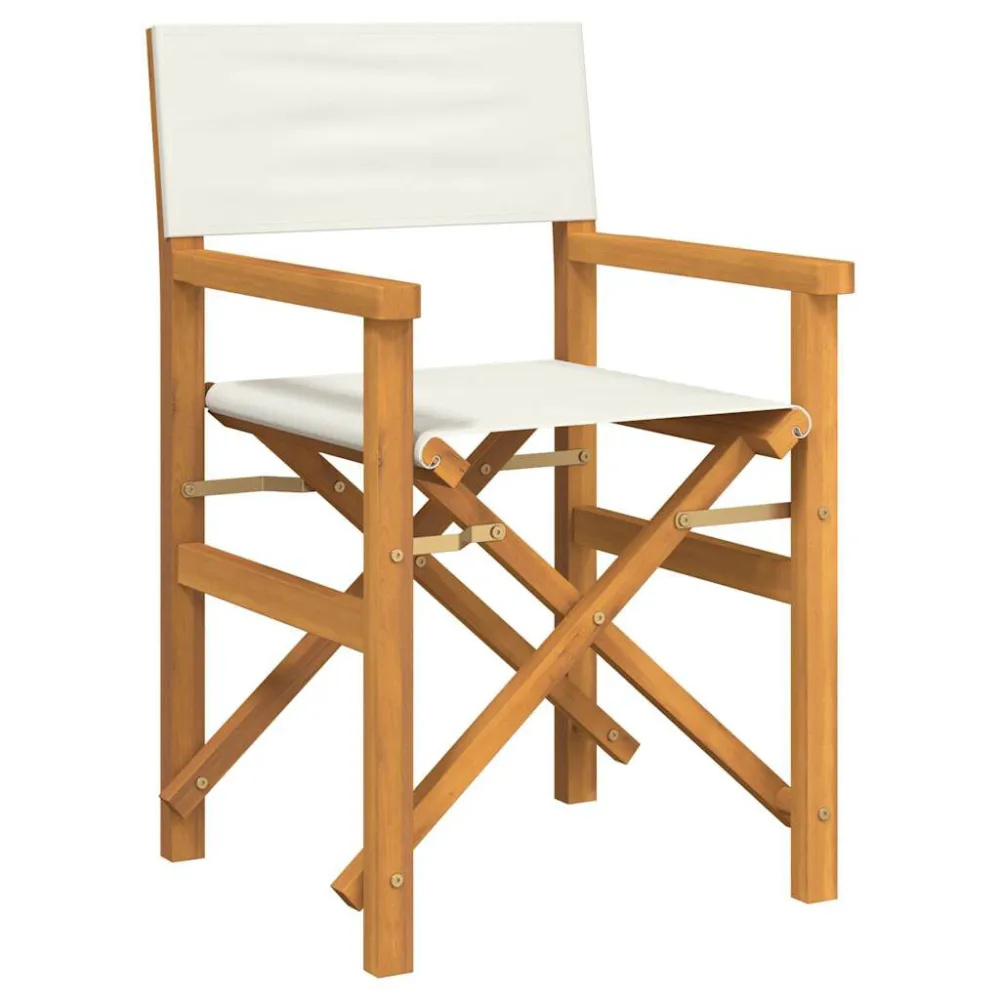 Sedia da Regista Pieghevole Crema Legno Massello di Teak