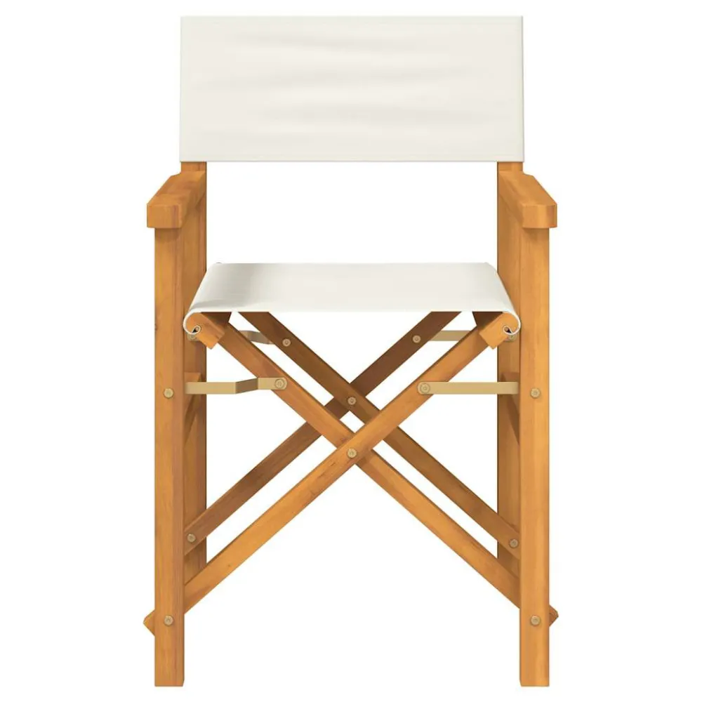 Sedia da Regista Pieghevole Crema Legno Massello di Teak
