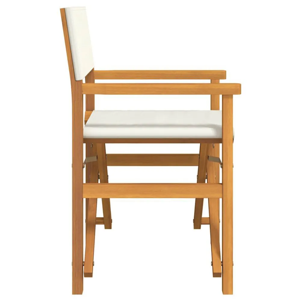 Sedia da Regista Pieghevole Crema Legno Massello di Teak