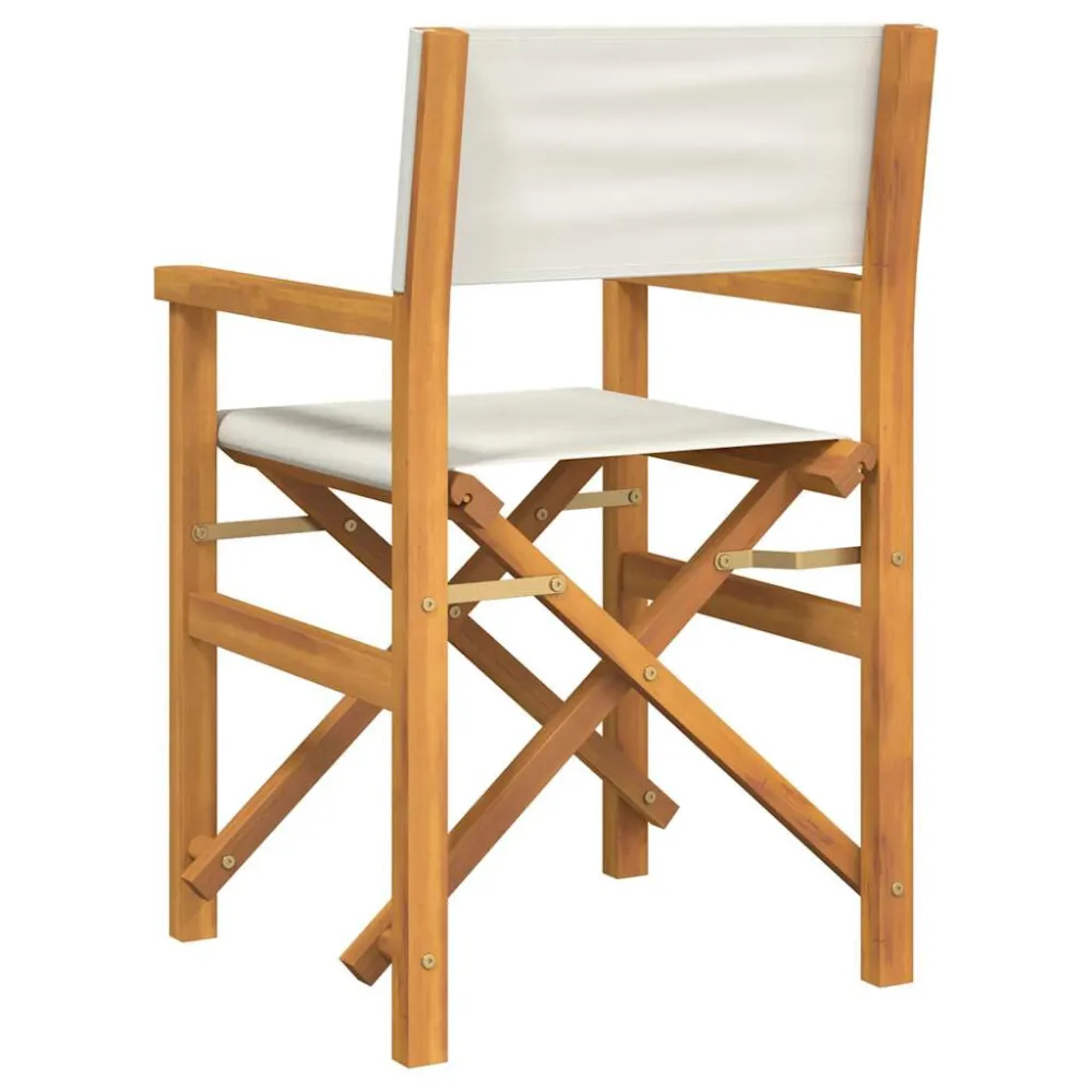 Sedia da Regista Pieghevole Crema Legno Massello di Teak