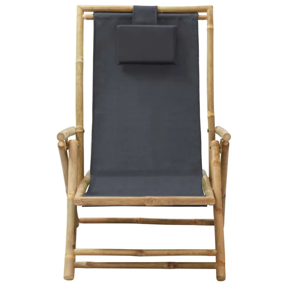 Sedia Relax reclinabile Grigio Cupo Bambù e Tessuto