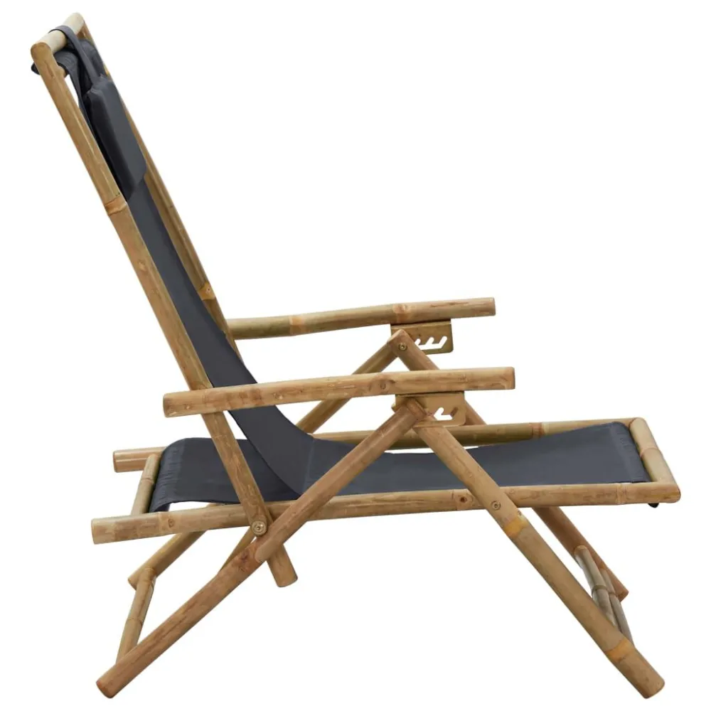 Sedia Relax reclinabile Grigio Cupo Bambù e Tessuto
