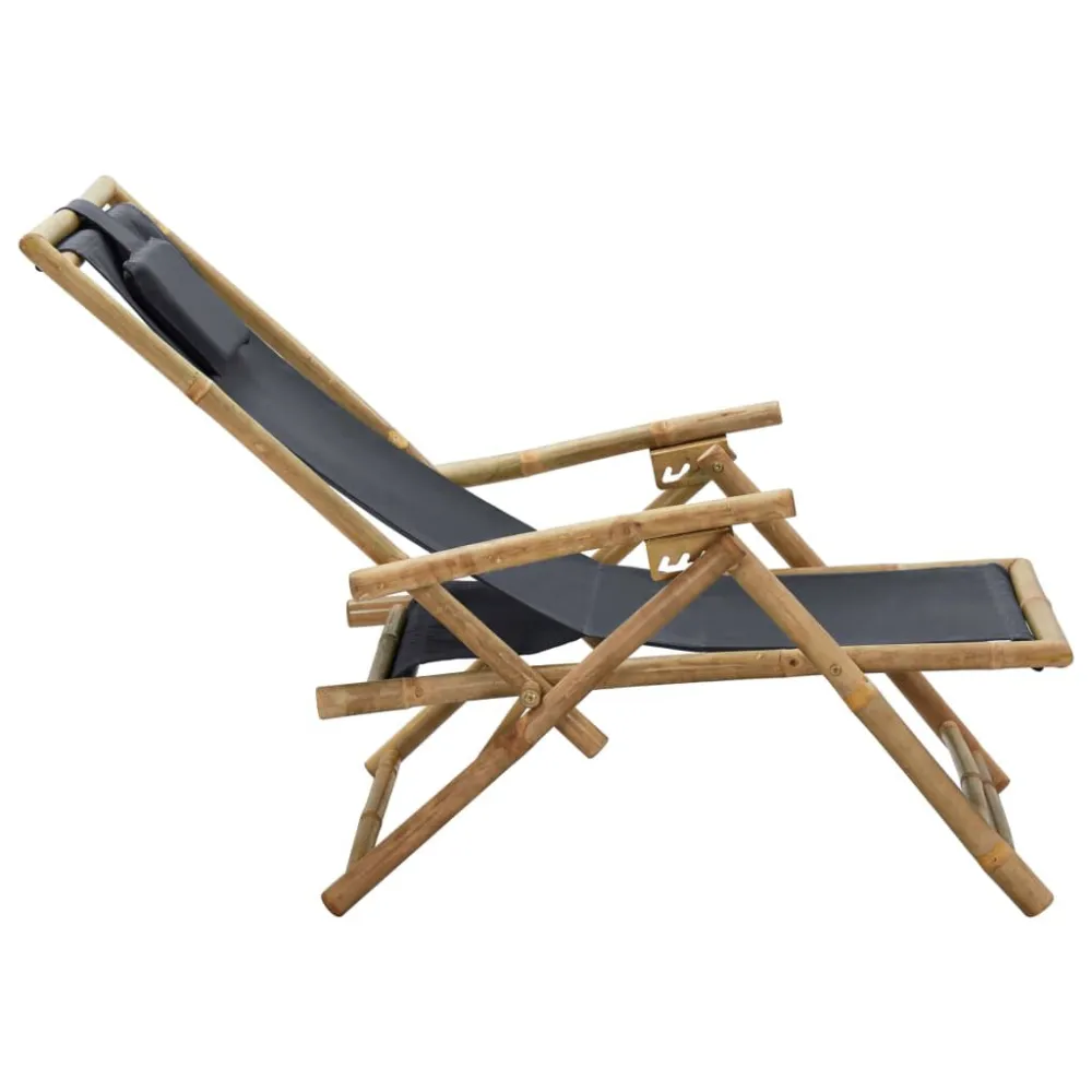 Sedia Relax reclinabile Grigio Cupo Bambù e Tessuto