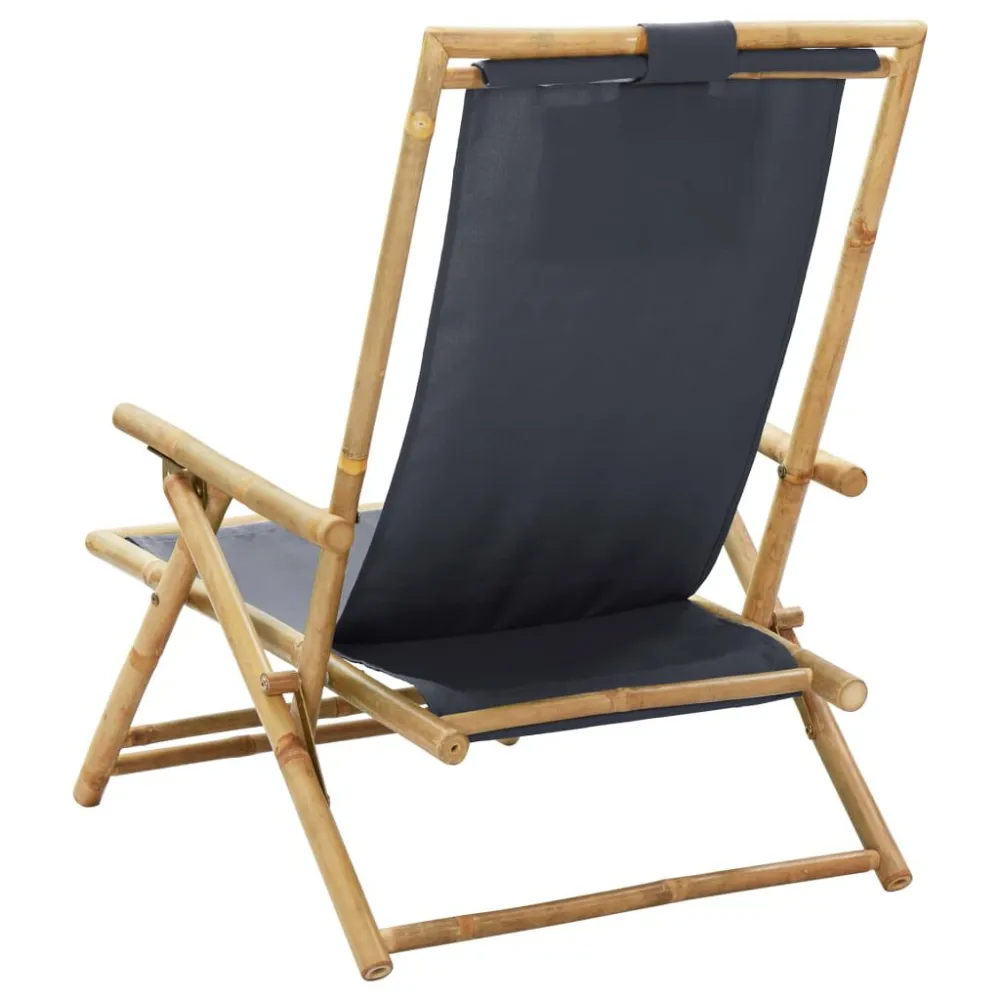 Sedia Relax reclinabile Grigio Cupo Bambù e Tessuto