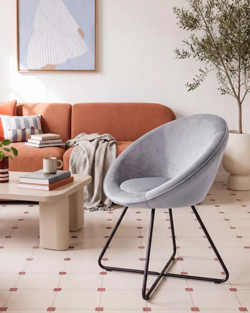 Sedia da salotto velluto grigio evidente FLOBY II