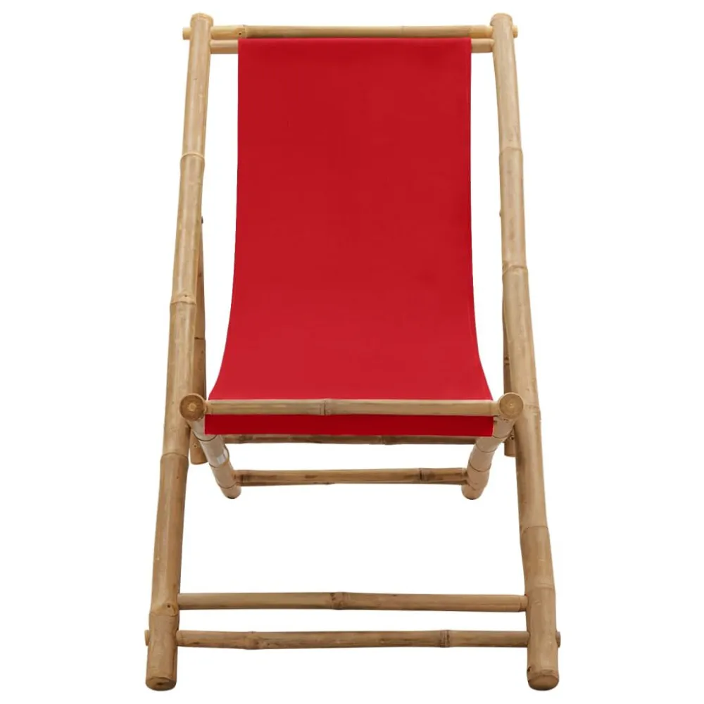 Sedia Sdraio Bambù e Tela Rosso