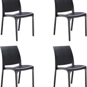 Sedia set 4 pz resina impilabile made Italy design per interno esterno SOFIA Nera