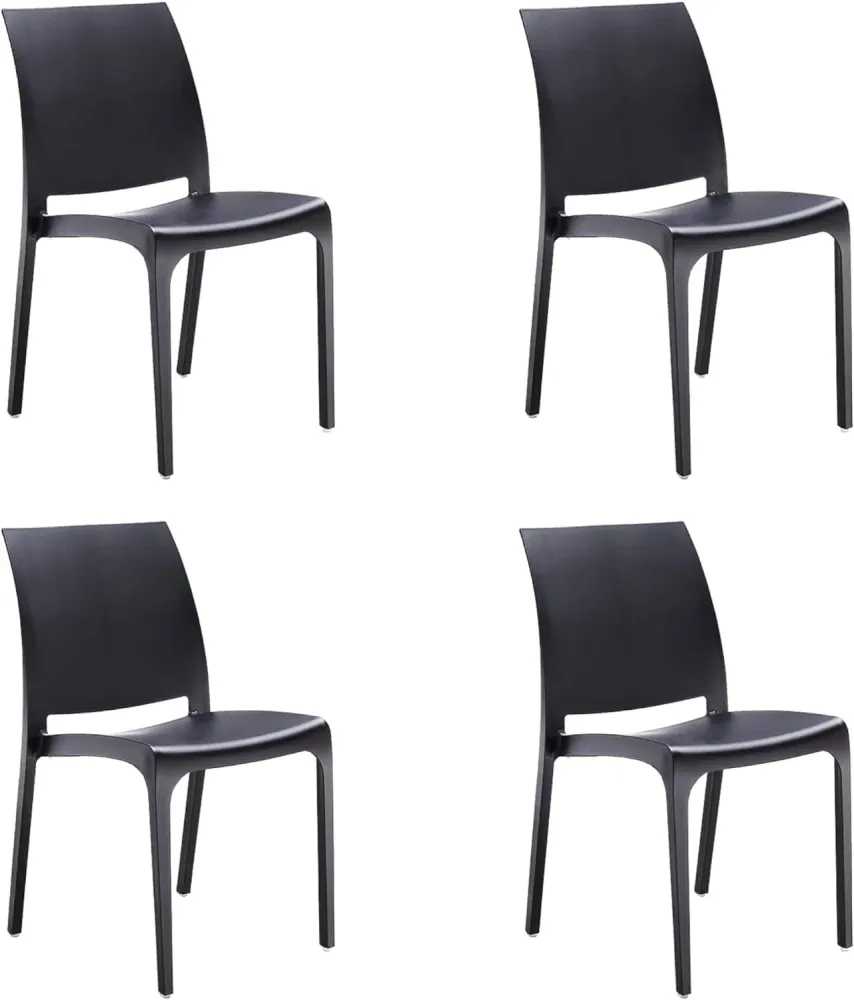 Sedia set 4 pz resina impilabile made Italy design per interno esterno SOFIA Nera