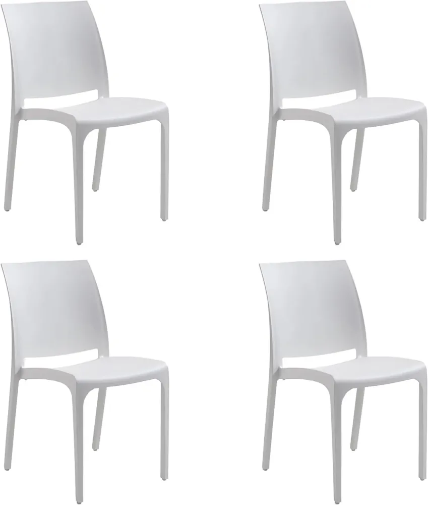 Sedia set 4 pz resina impilabile made Italy design per interno esterno SOFIA Bianca
