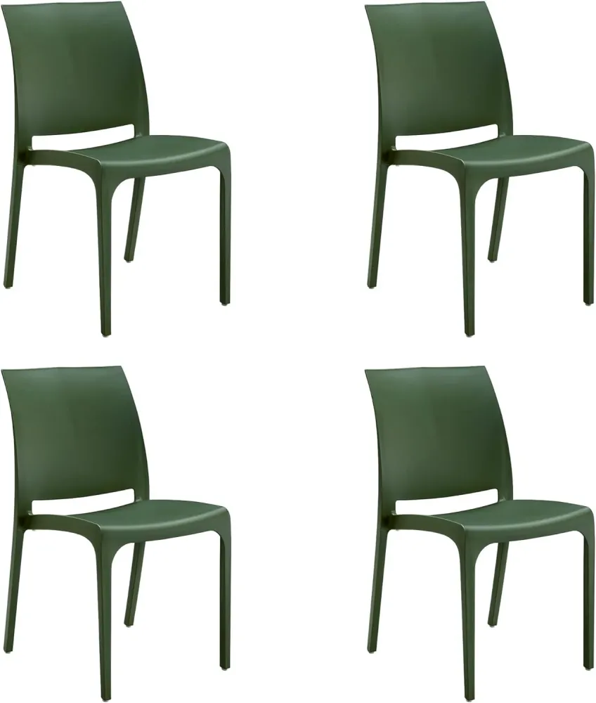 Sedia set 4 pz resina impilabile made Italy design per interno esterno SOFIA Verde Salvia