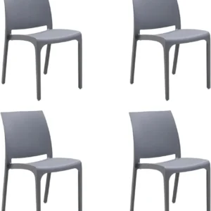 Sedia set 4 pz resina impilabile made Italy design per interno esterno SOFIA Grigio limpido