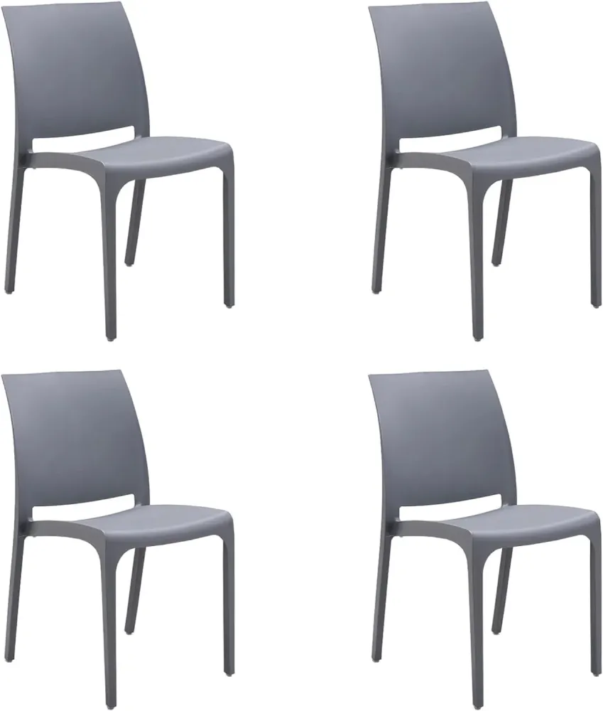 Sedia set 4 pz resina impilabile made Italy design per interno esterno SOFIA Grigio limpido