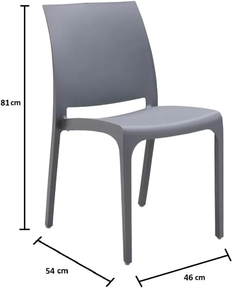 Sedia set 4 pz resina impilabile made Italy design per interno esterno SOFIA Grigio limpido
