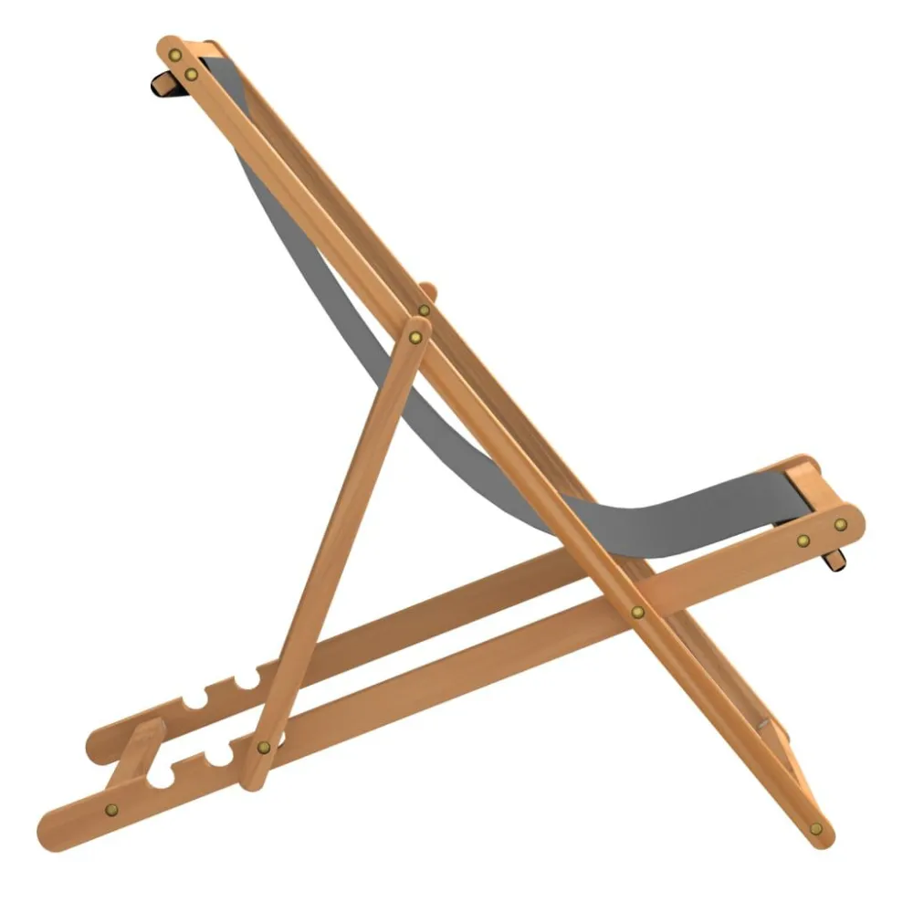 Sedia da Spiaggia Pieghevole Legno Massello di Teak Grigia