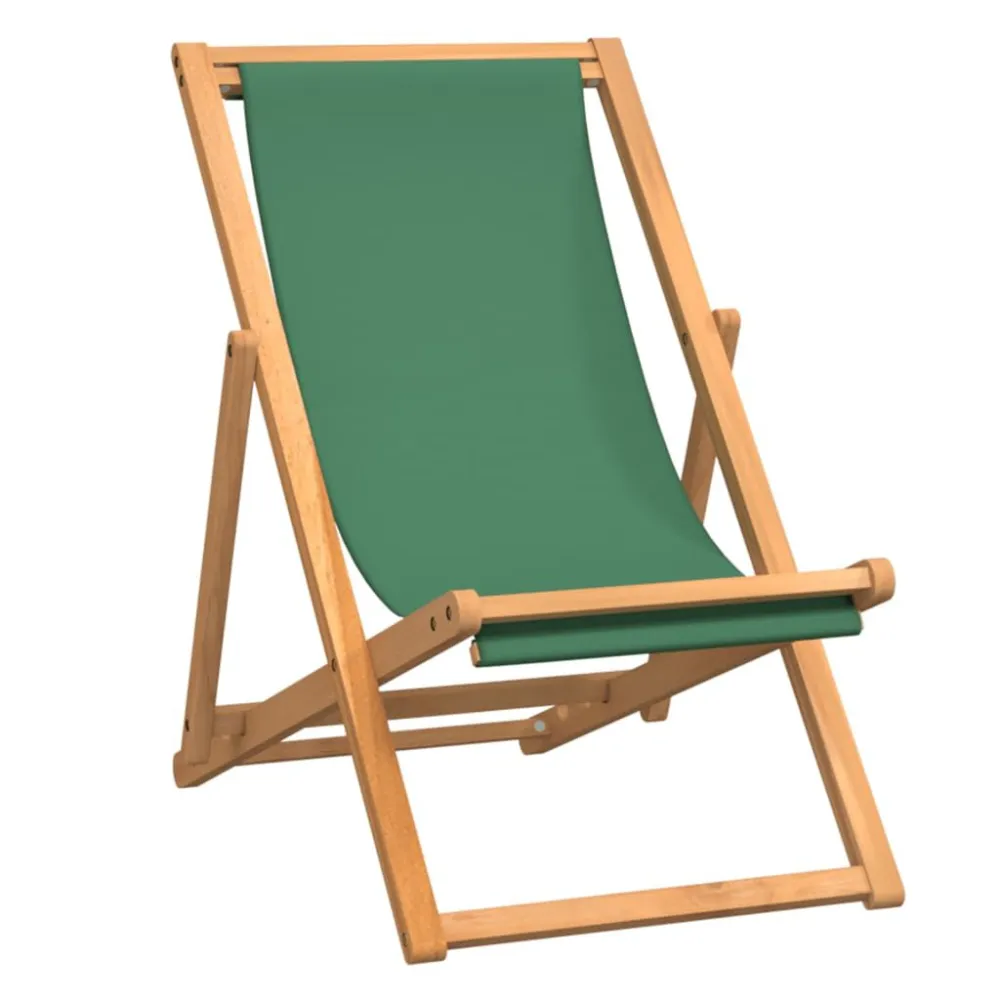 Sedia da Spiaggia Pieghevole Legno Massello di Teak Verde