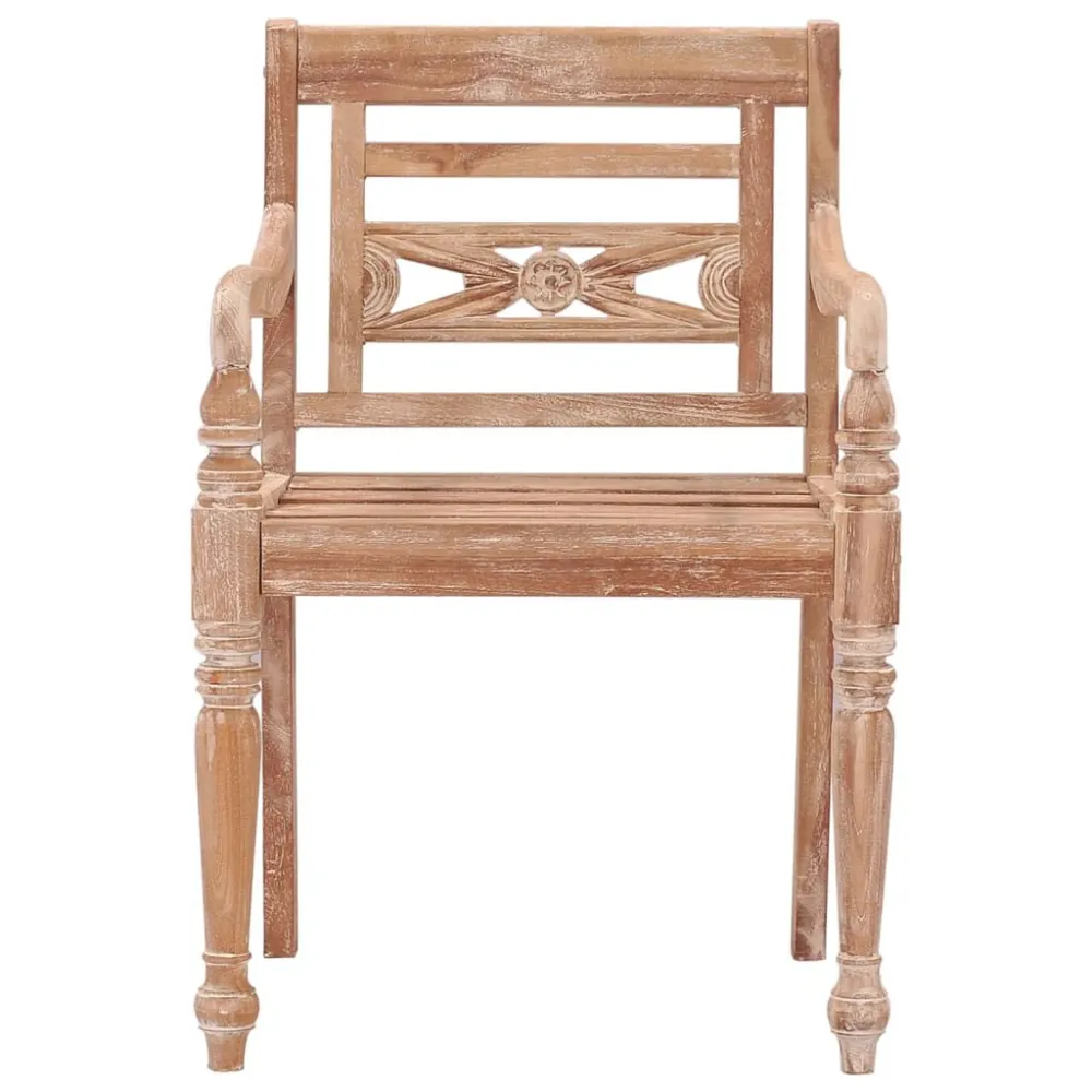 Sedie Batavia 2 pz Bianco Slavato Legno Massello di Teak