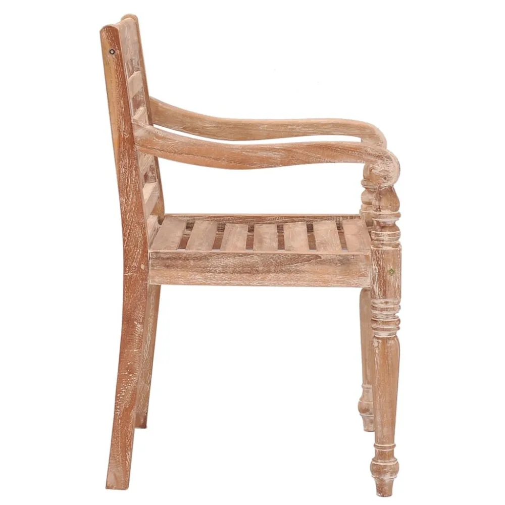 Sedie Batavia 2 pz Bianco Slavato Legno Massello di Teak