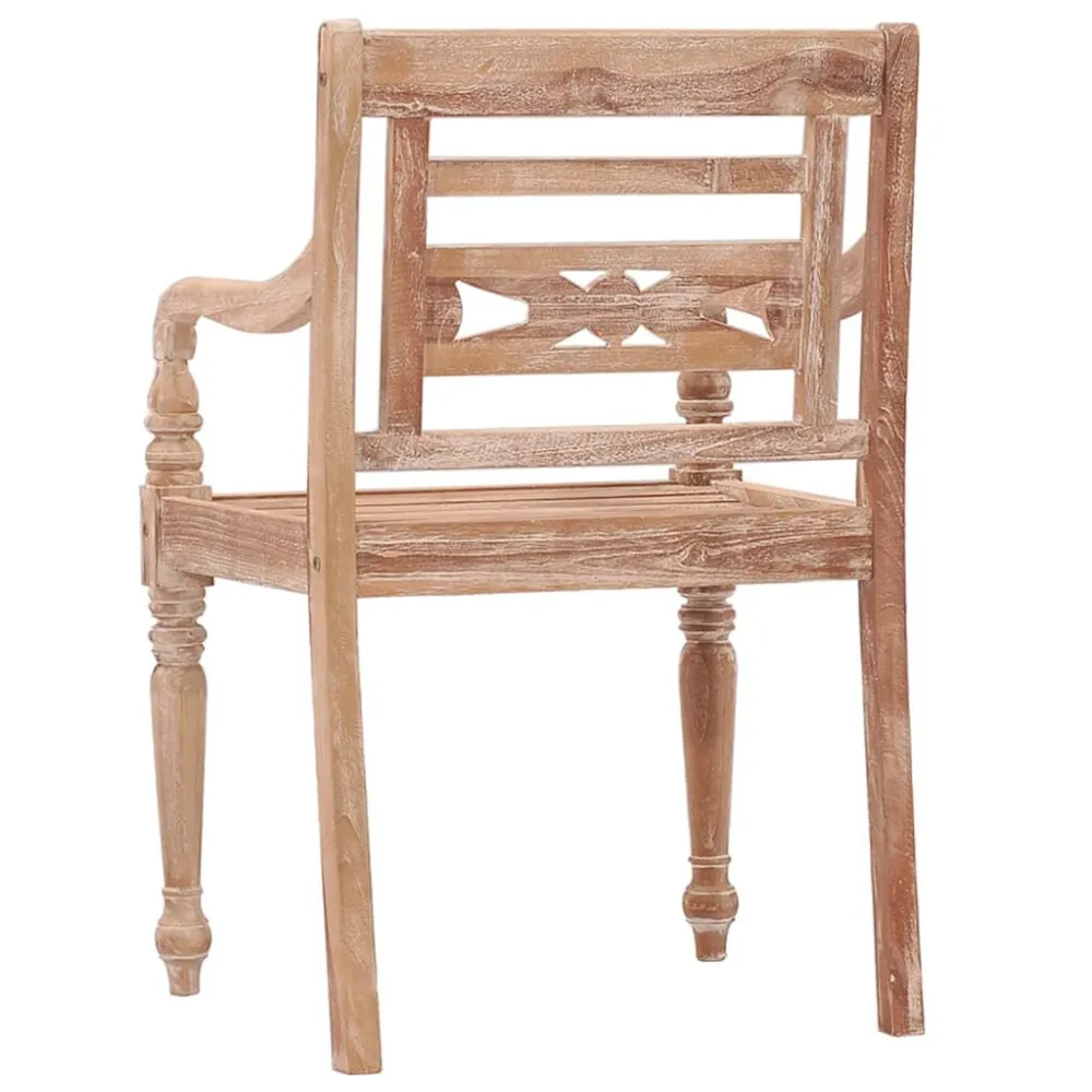 Sedie Batavia 2 pz Bianco Slavato Legno Massello di Teak
