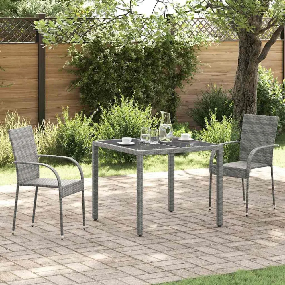 Sedie da Esterno Impilabili 2 pz Grigie Polyrattan