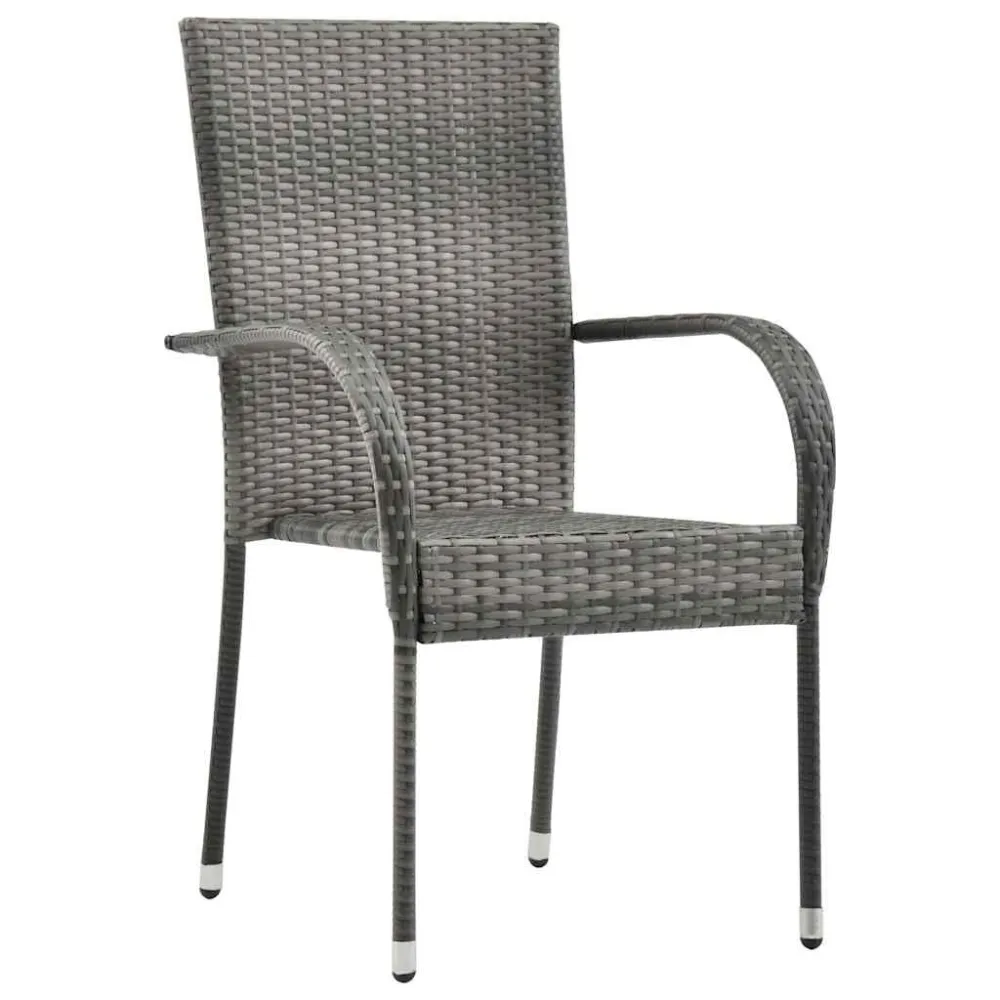 Sedie da Esterno Impilabili 2 pz Grigie Polyrattan