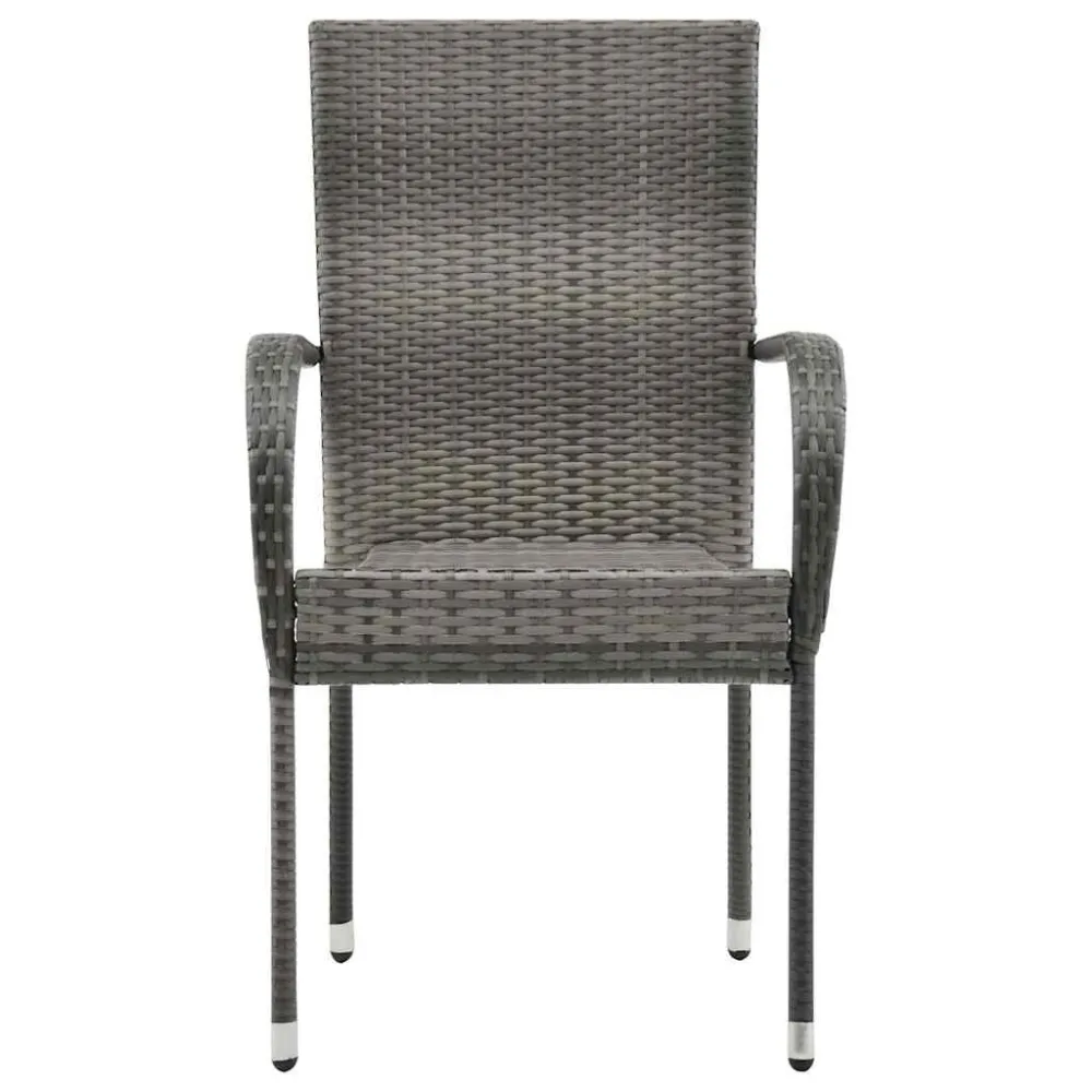 Sedie da Esterno Impilabili 2 pz Grigie Polyrattan