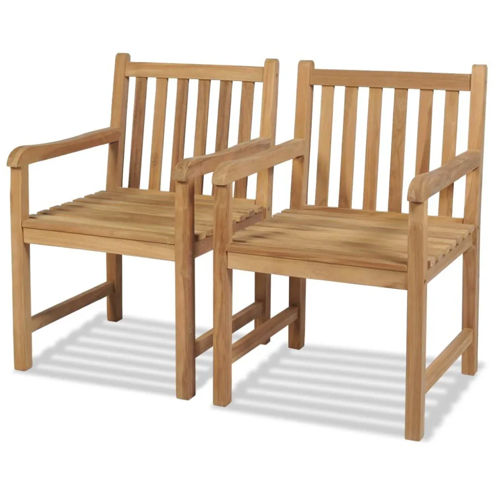 Sedie da Esterno 2 pz Legno Massello di Teak