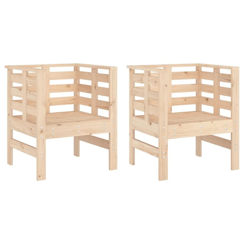 Sedie da Giardino 2pz 61,5x53x71 cm Legno Massello di Pino