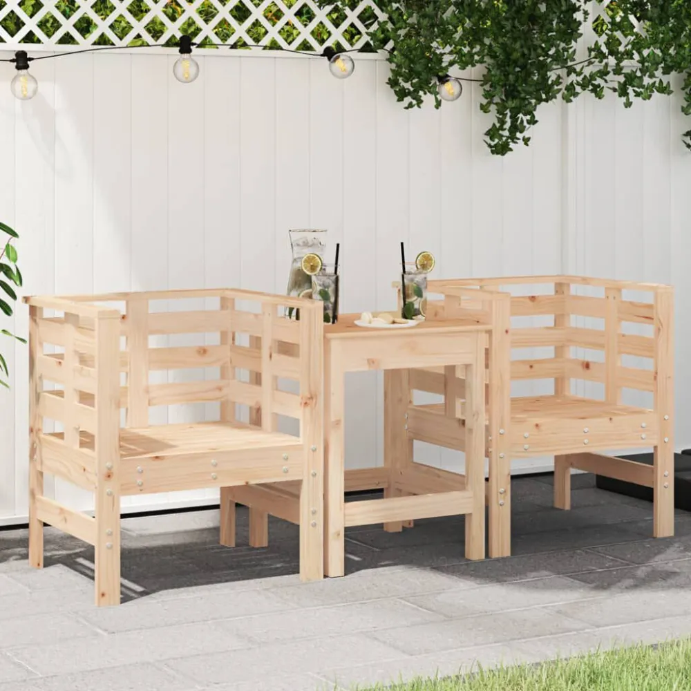 Sedie da Giardino 2pz 61,5x53x71 cm Legno Massello di Pino