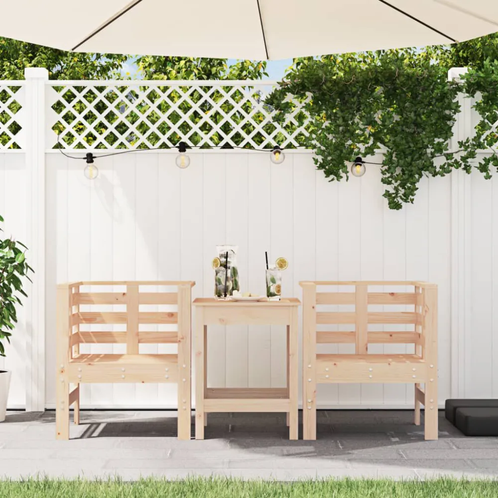 Sedie da Giardino 2pz 61,5x53x71 cm Legno Massello di Pino