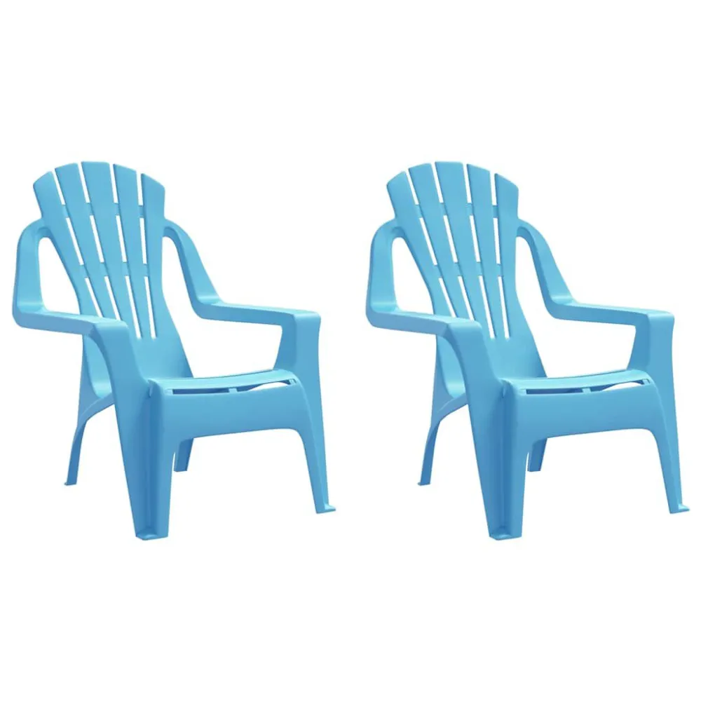 Sedie Giardino 2pz Bambini Blu 37x34x44cm PP Aspetto Legno
