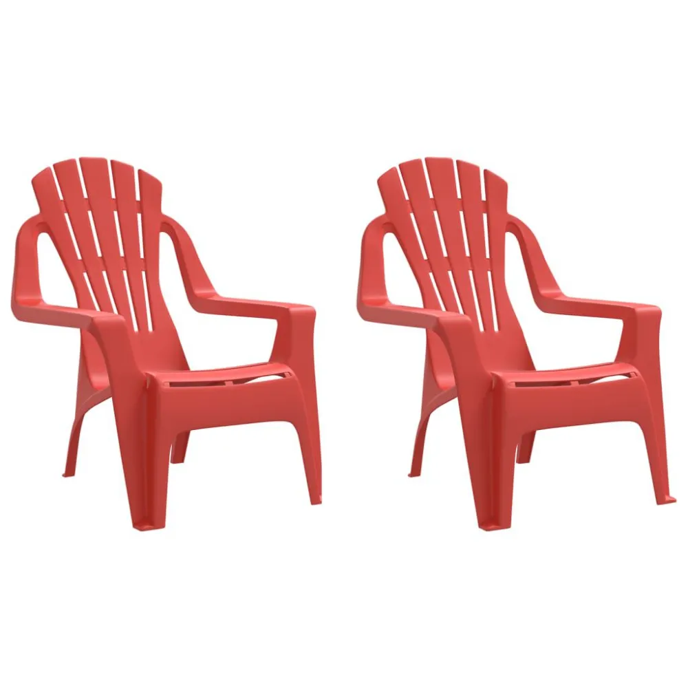 Sedie Giardino 2pz Bambini Rosse 37x34x44cm PP Aspetto Legno