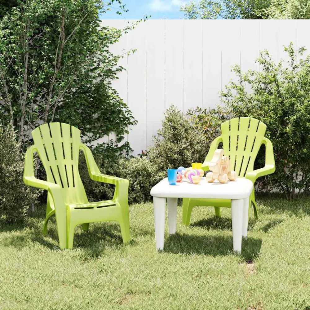 Sedie Giardino 2pz Bambini Verdi 37x34x44cm PP Aspetto Legno