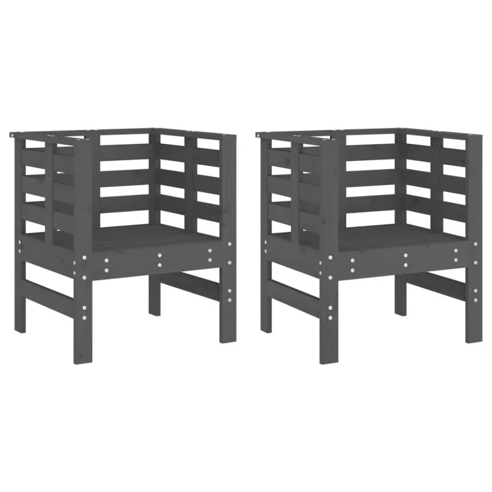 Sedie da Giardino 2pz Grigie 61,5x53x71cm Legno Massello Pino