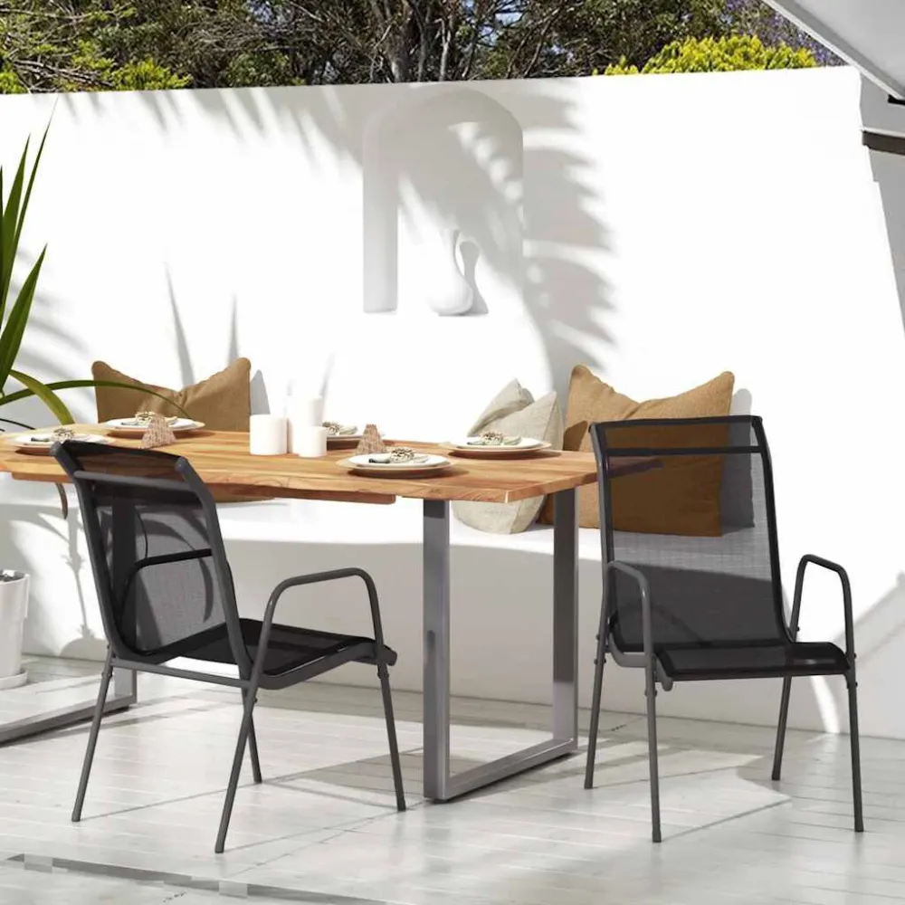 Sedie da Giardino 2 pz Acciaio e Textilene Nere